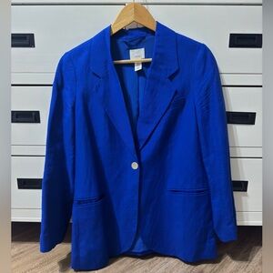 H&M Vibrant Blue Women's Linen Blend Blazer